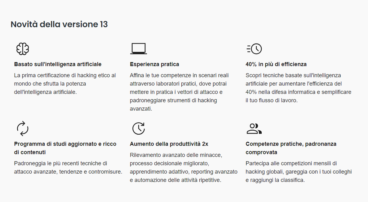 Novità nella versione 13 del corso CEH